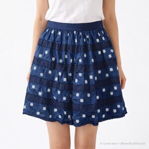 Jupe by Jackie Size 3 Fits US 4–6 Navy Silk Mini Skirt Hand-Embroidered